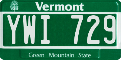 VT license plate YWI729