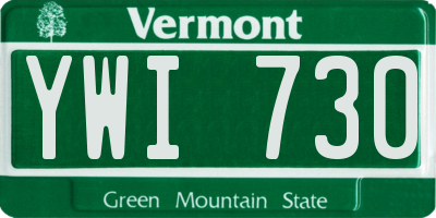 VT license plate YWI730