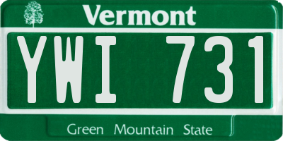 VT license plate YWI731