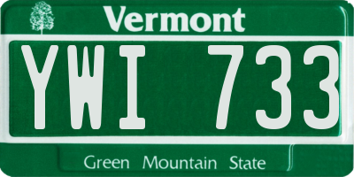 VT license plate YWI733