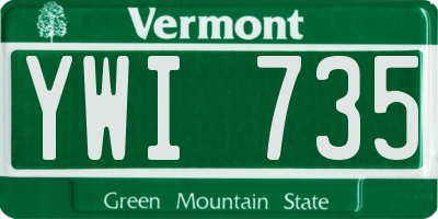 VT license plate YWI735