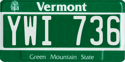VT license plate YWI736