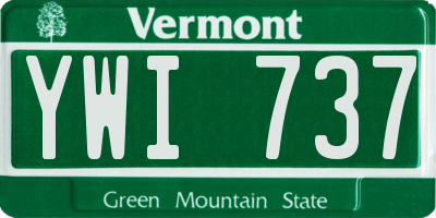 VT license plate YWI737