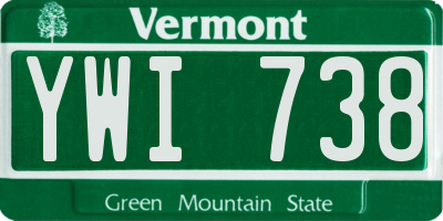 VT license plate YWI738