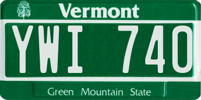 VT license plate YWI740