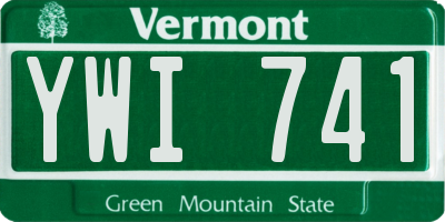 VT license plate YWI741