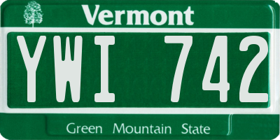 VT license plate YWI742