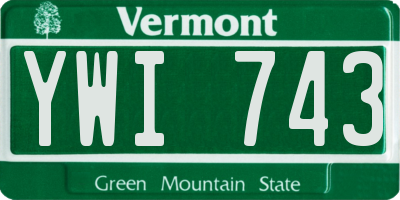 VT license plate YWI743
