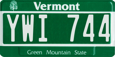 VT license plate YWI744