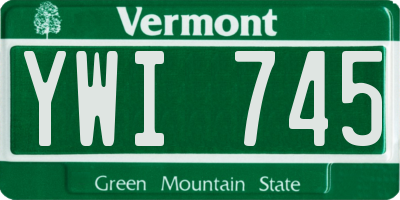 VT license plate YWI745