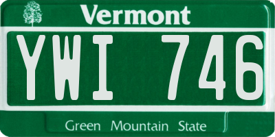 VT license plate YWI746