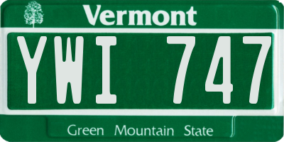 VT license plate YWI747
