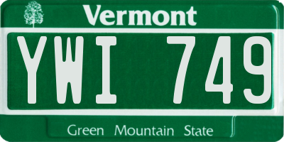 VT license plate YWI749