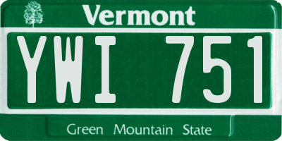 VT license plate YWI751