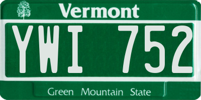 VT license plate YWI752