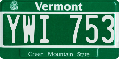 VT license plate YWI753