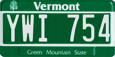 VT license plate YWI754
