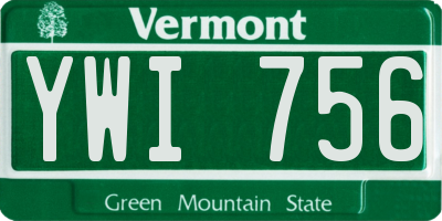 VT license plate YWI756