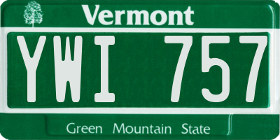 VT license plate YWI757