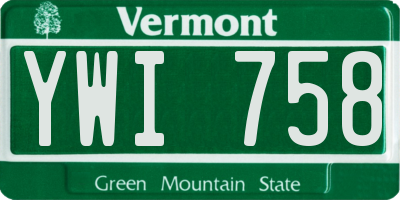 VT license plate YWI758