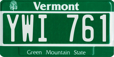 VT license plate YWI761
