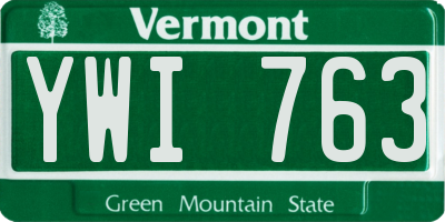 VT license plate YWI763