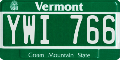 VT license plate YWI766