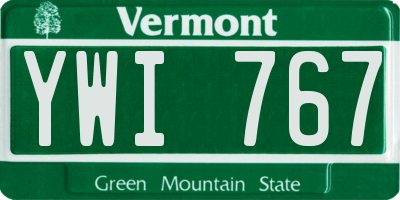VT license plate YWI767