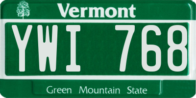 VT license plate YWI768