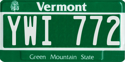 VT license plate YWI772