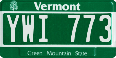 VT license plate YWI773