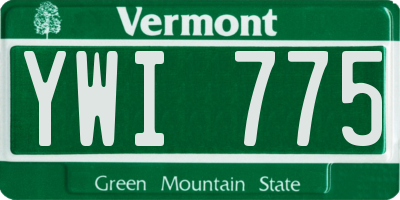 VT license plate YWI775