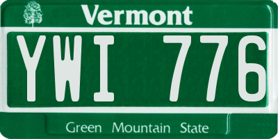 VT license plate YWI776