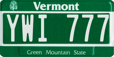 VT license plate YWI777