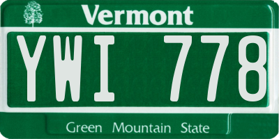 VT license plate YWI778