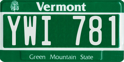 VT license plate YWI781