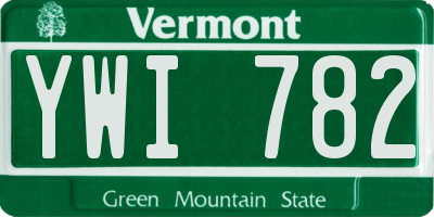 VT license plate YWI782