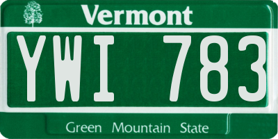 VT license plate YWI783
