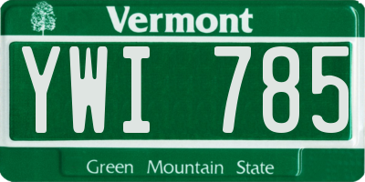 VT license plate YWI785