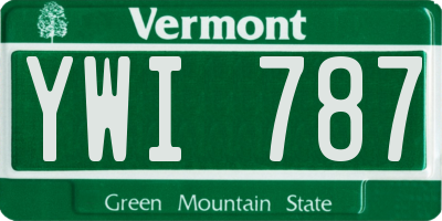 VT license plate YWI787