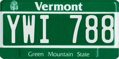 VT license plate YWI788