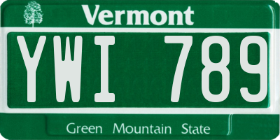 VT license plate YWI789