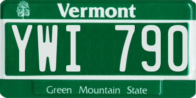 VT license plate YWI790