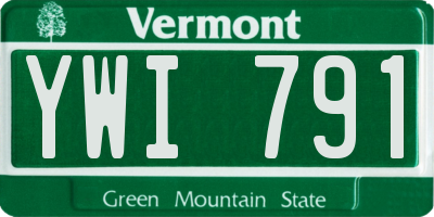 VT license plate YWI791