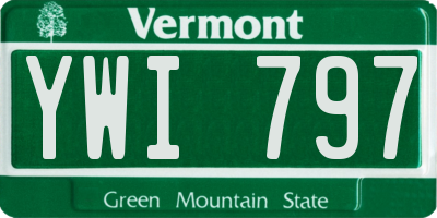 VT license plate YWI797