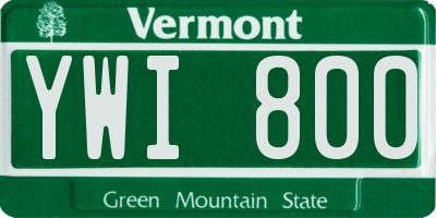 VT license plate YWI800