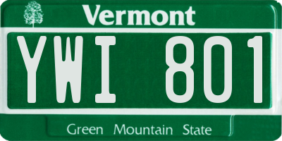 VT license plate YWI801