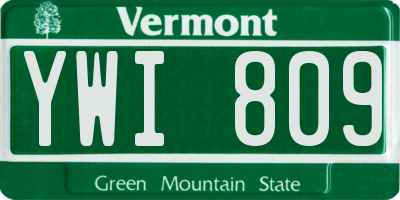 VT license plate YWI809