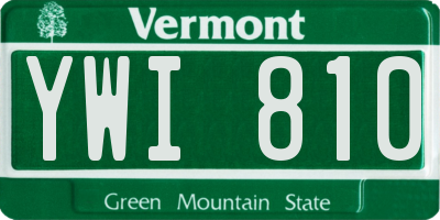 VT license plate YWI810