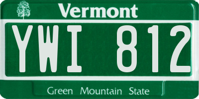 VT license plate YWI812